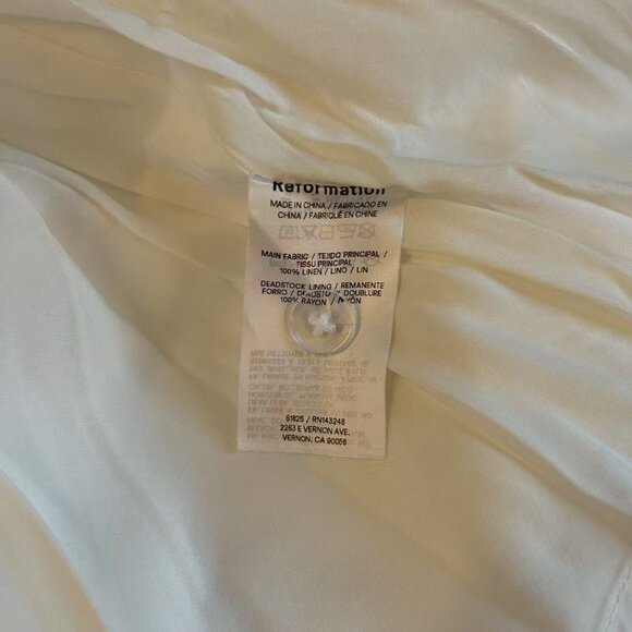 BEST Reformation Balia Linen Midi Dress Sz0 White Linen Bow Sleeveless Classic - Picture 9 of 10